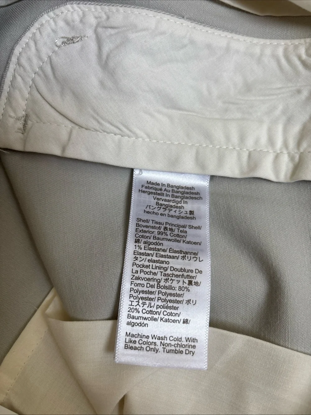 J. Crew Flex Men's Straight Fit Chino Pants, Light Gray 31x32, NWT